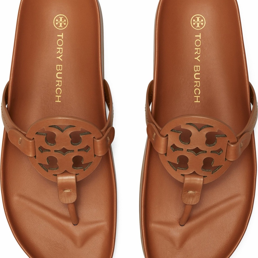 Tory Burch Tan Leather Slides